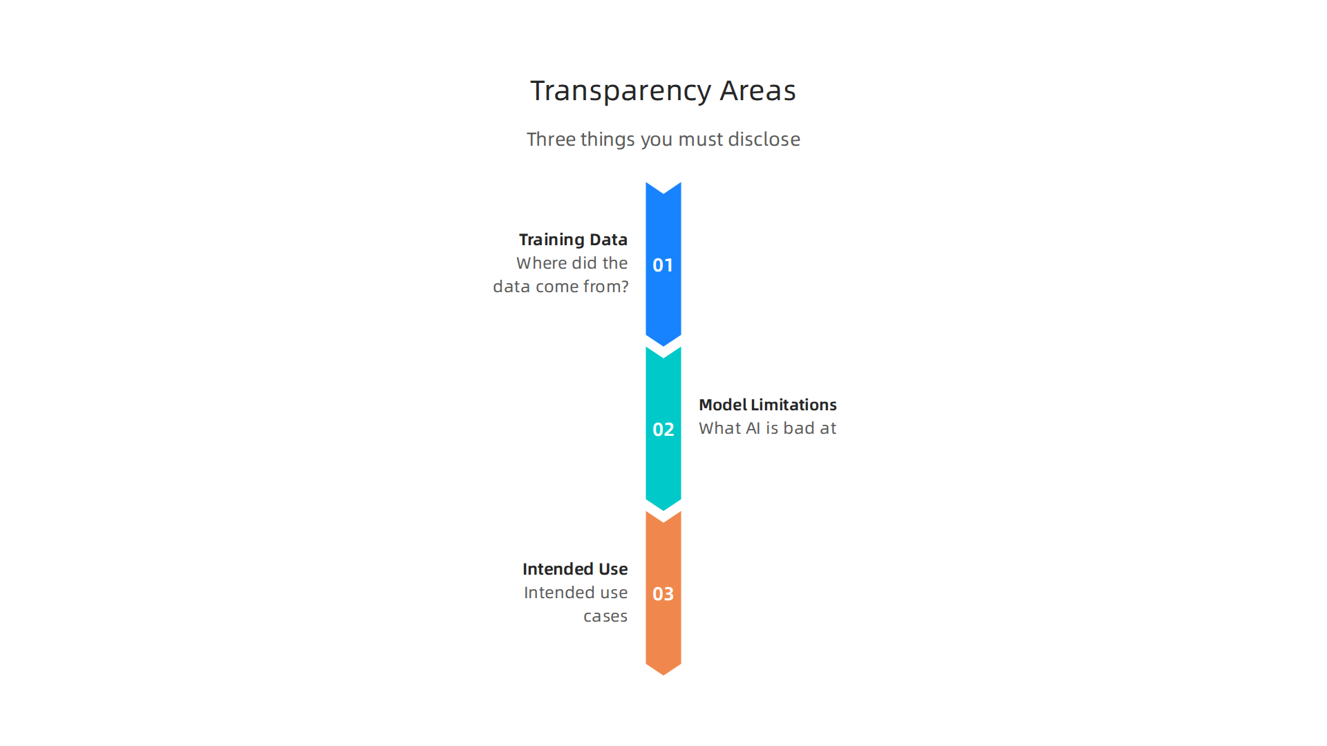 Critical areas where AI systems must demonstrate transparency to build trust and ensure compliance.