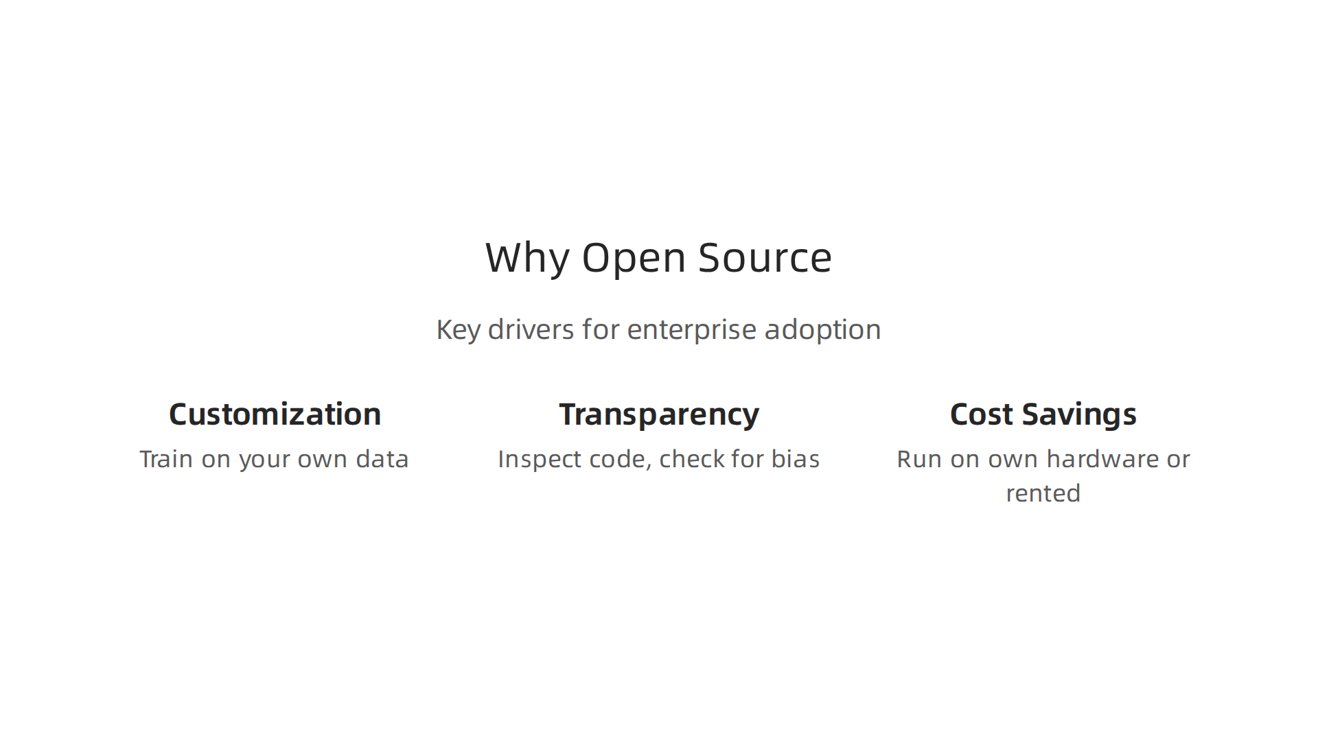 Three key reasons why companies are increasingly adopting open source AI platforms and models.