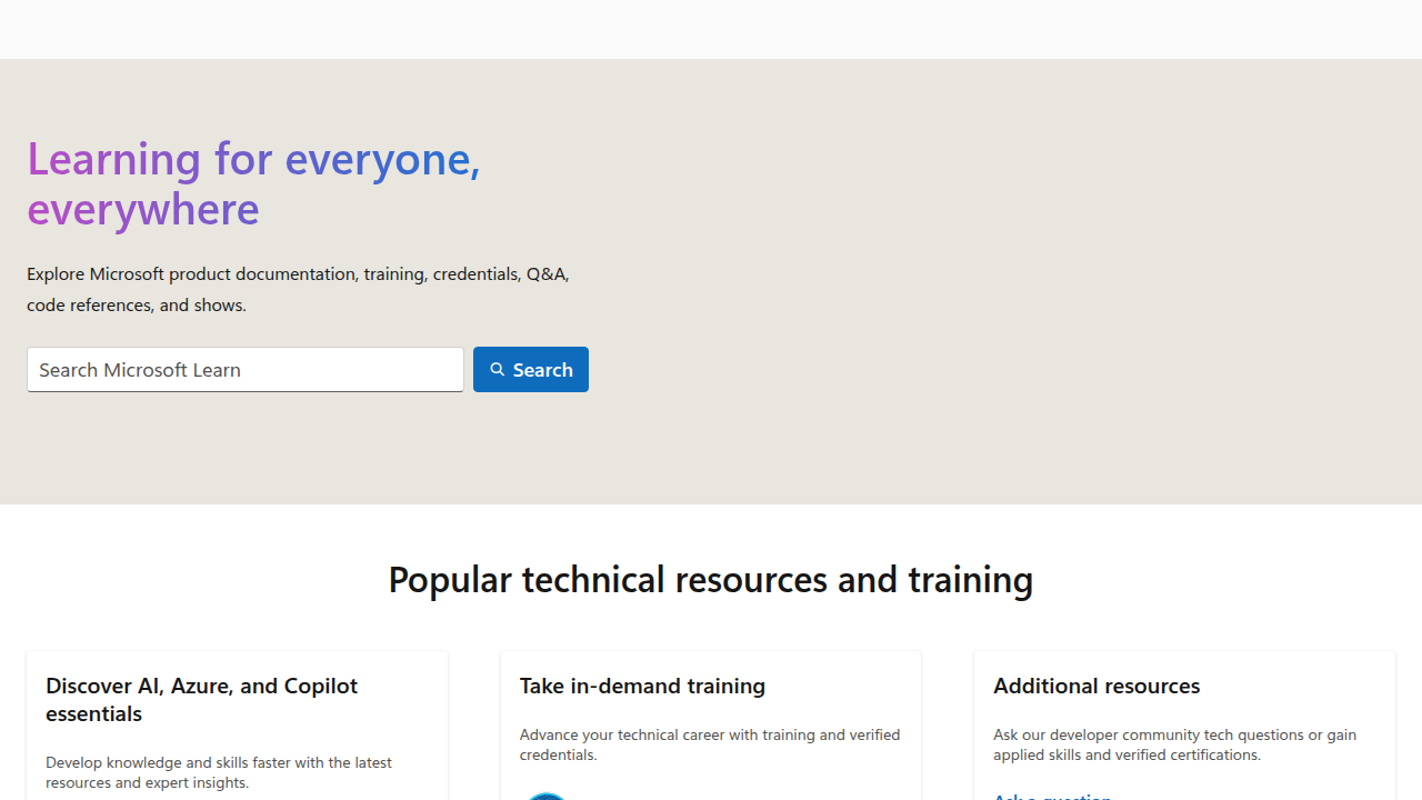 Access role-based certifications and free learning paths for Azure and AI on Microsoft Learn.
