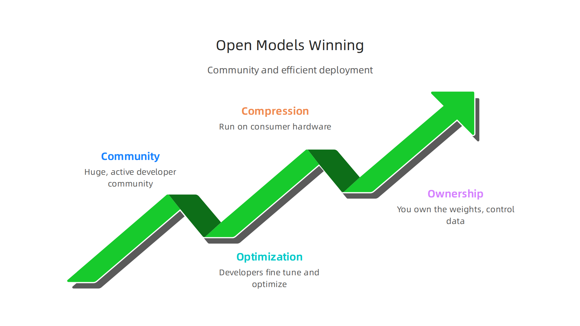 The rapid advancement of open-source AI models is driven by community contributions and efficient deployment on consumer hardware.