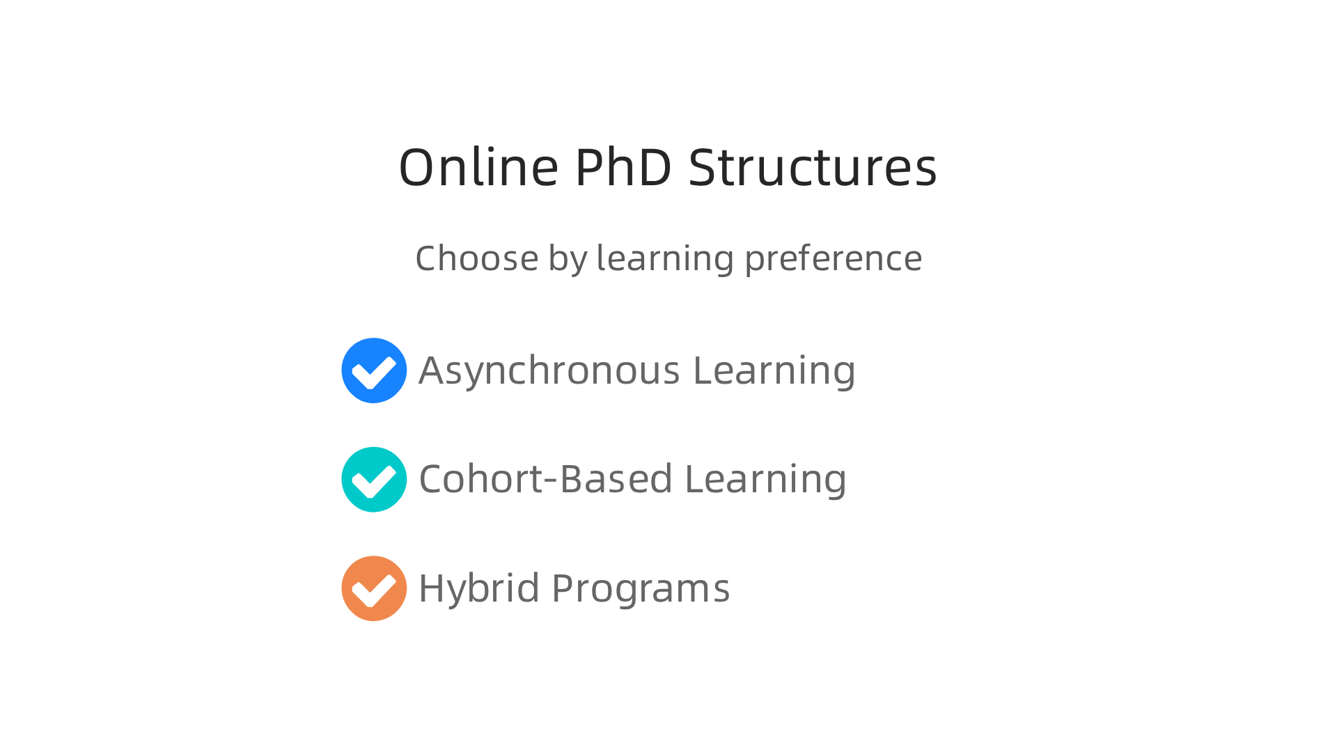 Different structures for online PhD programs offer flexibility based on learning preferences.