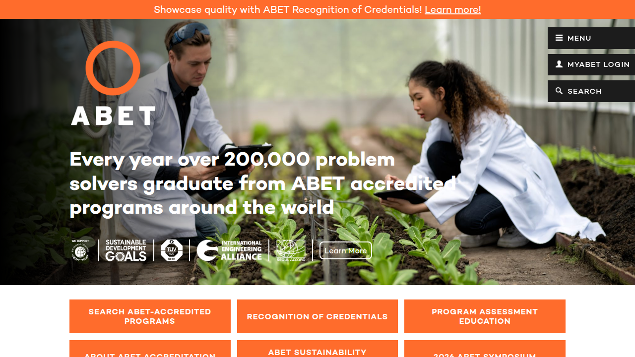 The official website for ABET, a key accrediting body for engineering and technology programs.