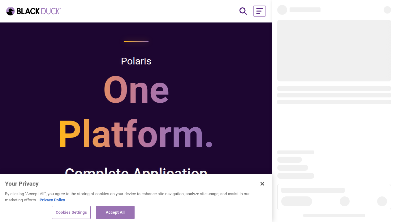 The homepage for Black Duck by Synopsys, a source for open-source security and risk analysis reports.