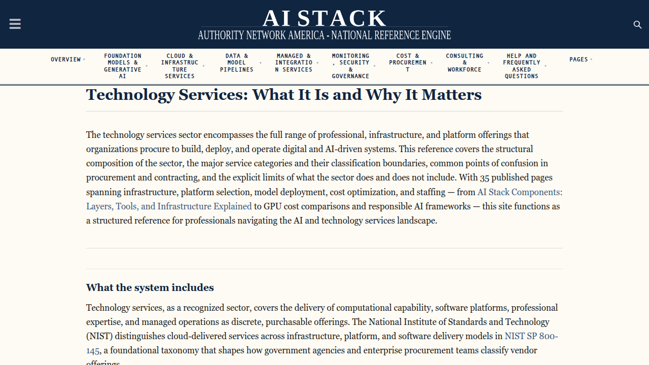 A screenshot of the AI Stack Authority homepage, a resource for MLOps and AI development tools.