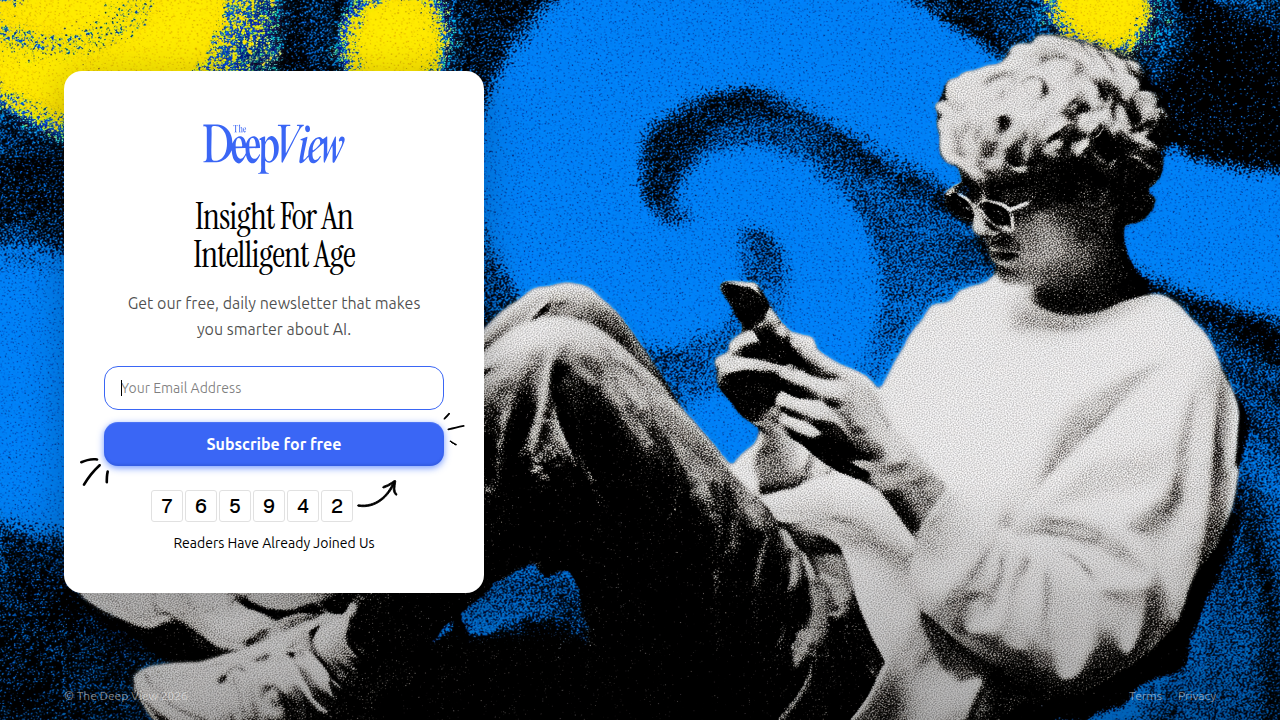 A snapshot of The Deep View newsletter's subscription page, offering daily AI updates.