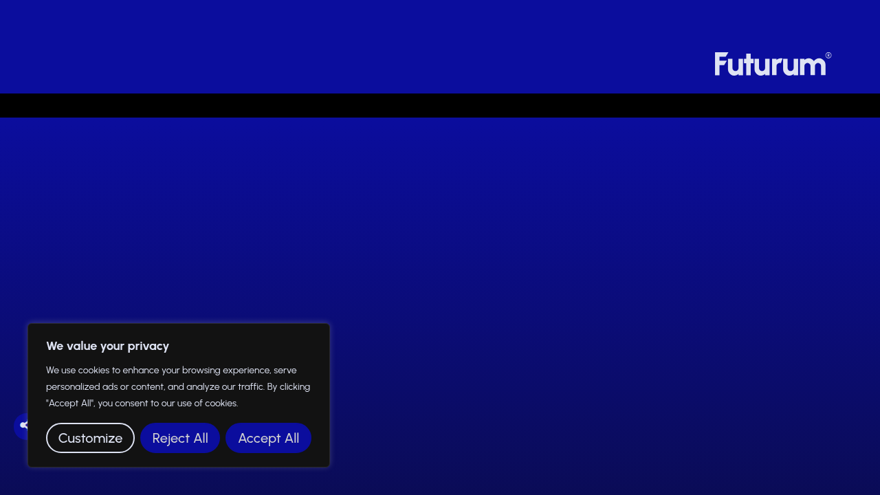 The homepage of Futurum Group, a source for insights into AI adoption statistics and technology trends.
