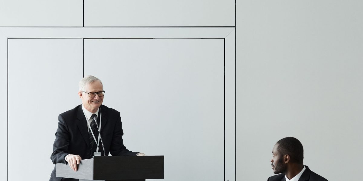 A business executive presents a strategic plan for AI adoption and growth.